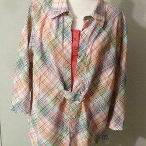 City Blues by Koret NEW front button closure plus size16W top 3/4 sleeves